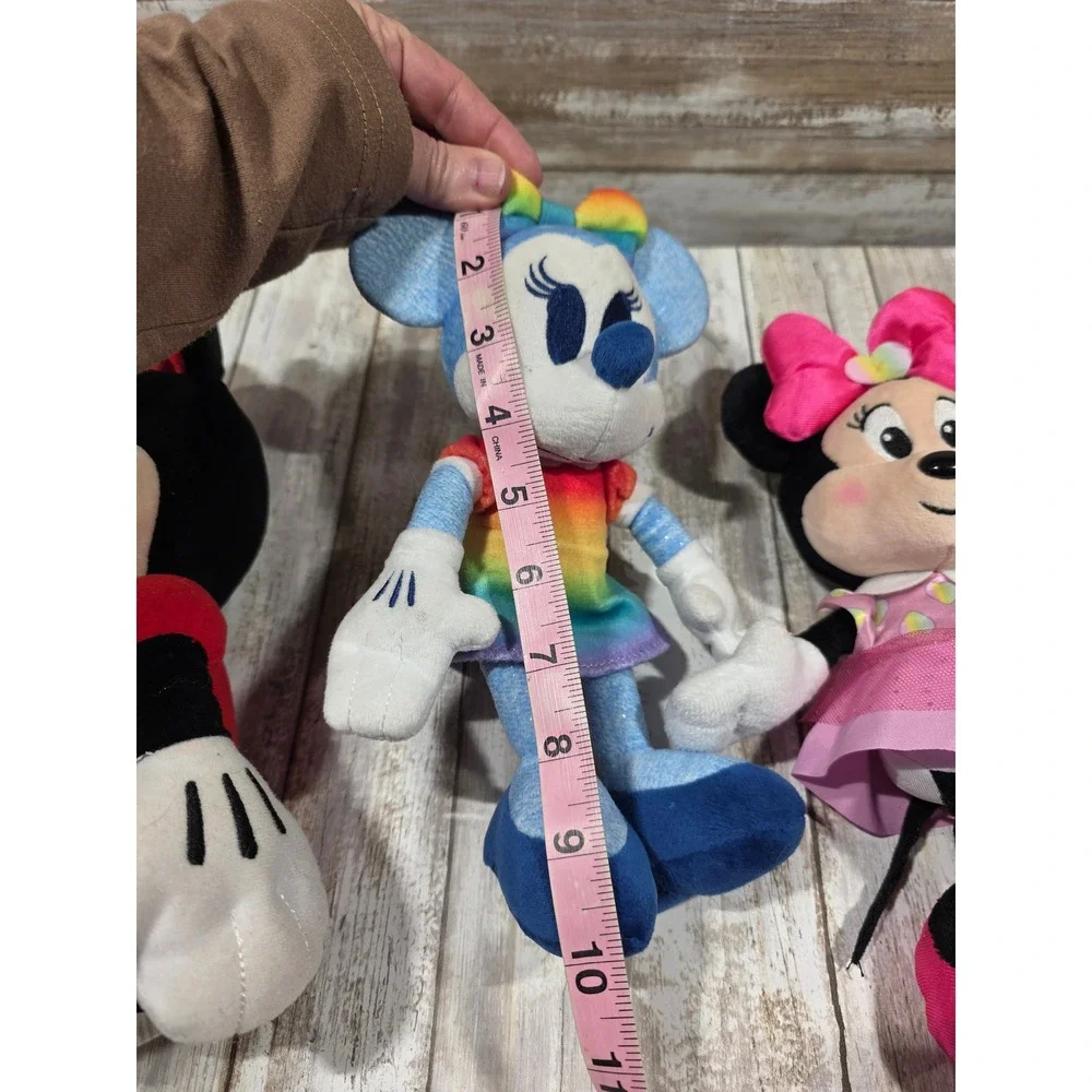 Disney Minnie Mouse Plush Toy Lot Red Rainbow‎ Pink Outfits